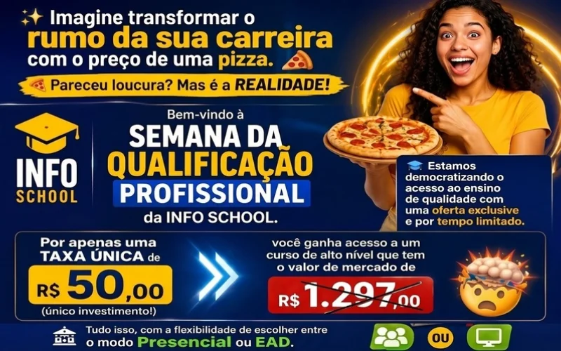 Curso Profissionalizante pelo preço de uma PIZZA